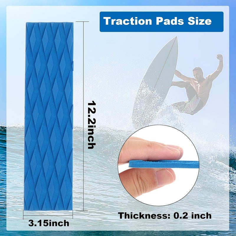 Fiozinx 4Piece Surfboard Traction Pads Surfing Front Deck Surf Traction Anti Slip Pad EVA for Surfboard Longboard Shortboard Funboard Fish Skimboard and Kayak - Image 2